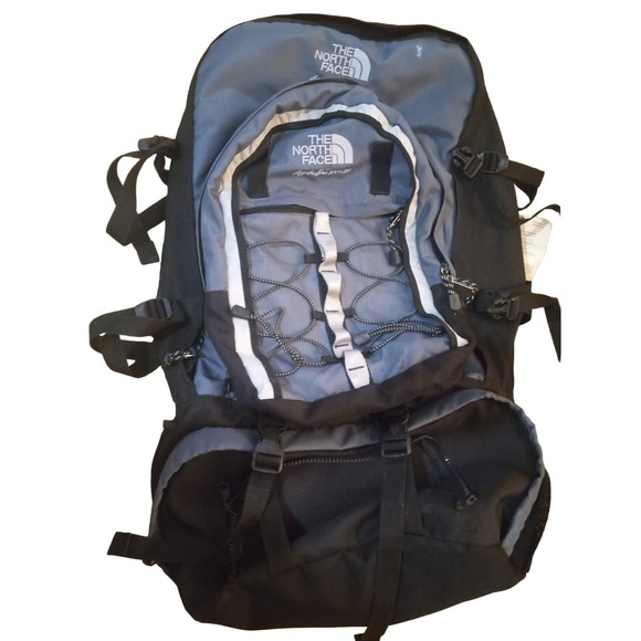 VTG The North Face 100L + 20L Hiking Backpack Fire Wall Black & Grey RARE - Picture 1 of 4